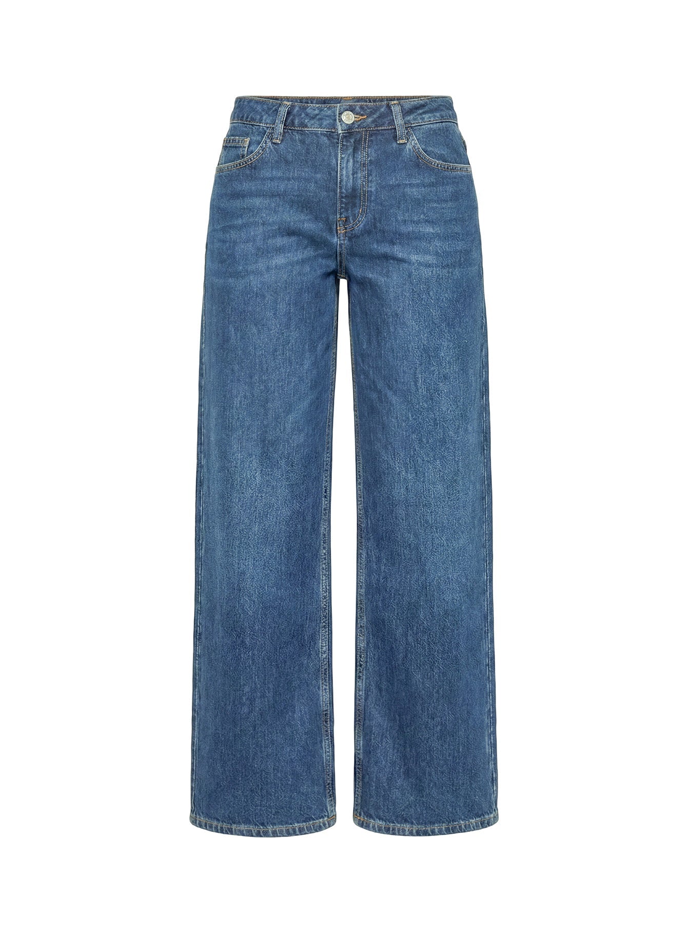 Ramos Low Rise Wide Leg Jeans Mid Blue Wash