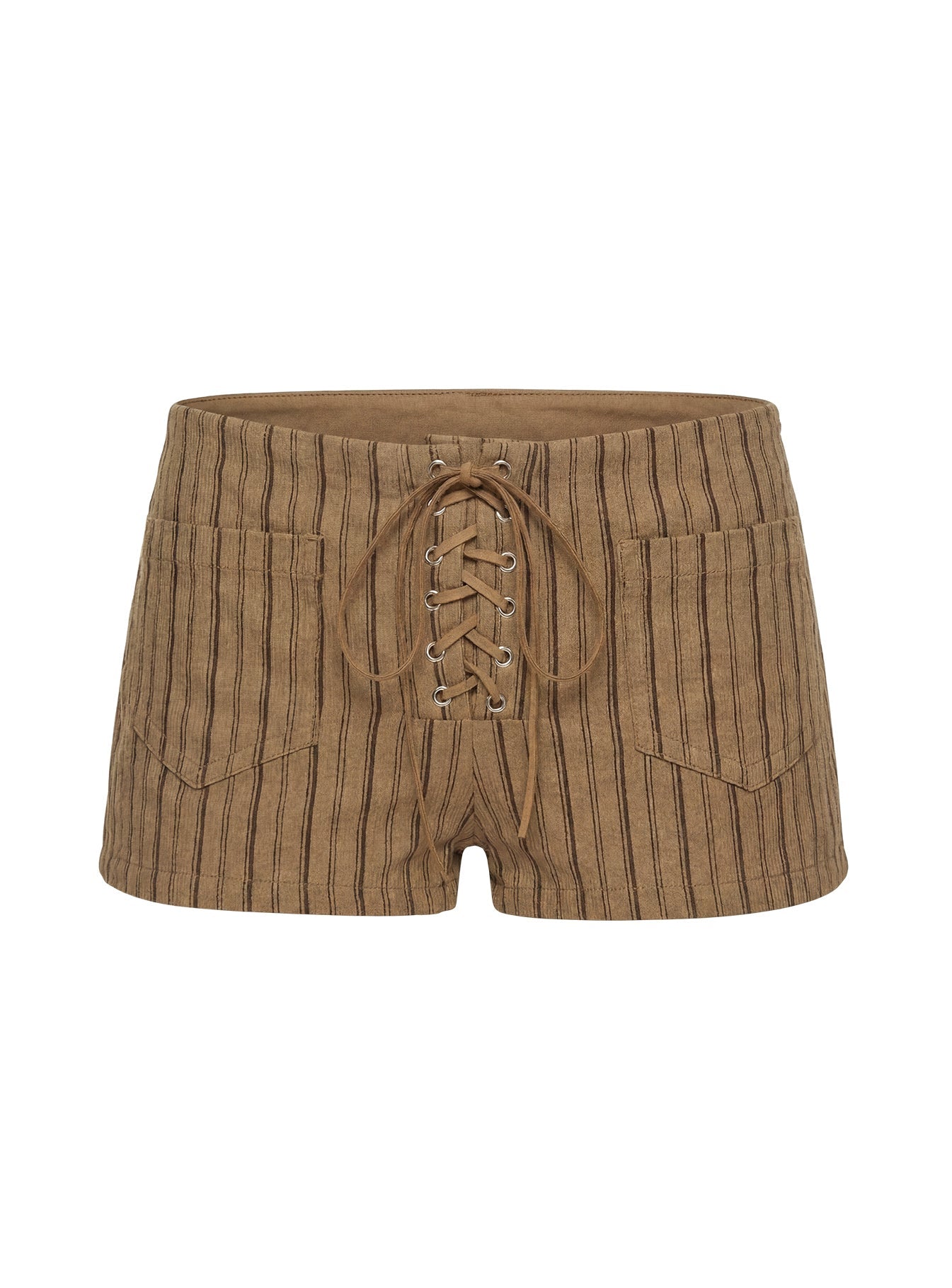 Ronnee Lace Up Shorts Brown Stripe