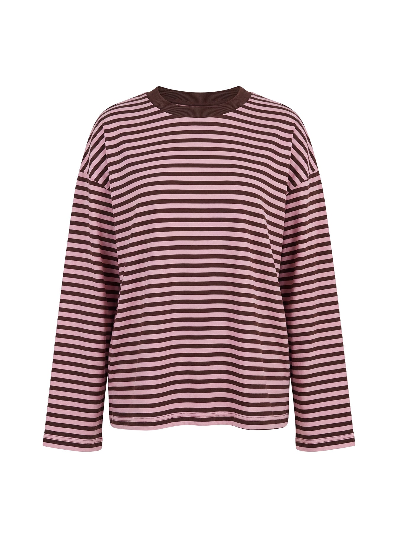 Settle Down Long Sleeve Top Pink / Brown Stripe
