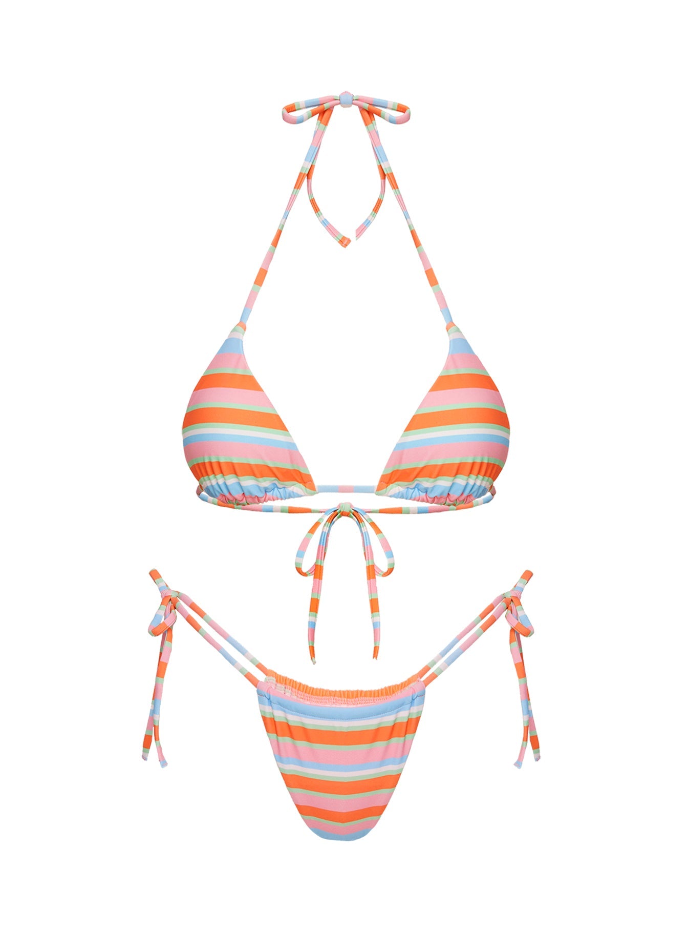 Jenner Tie Side Ruched Bikini Bottom Candy Stripe