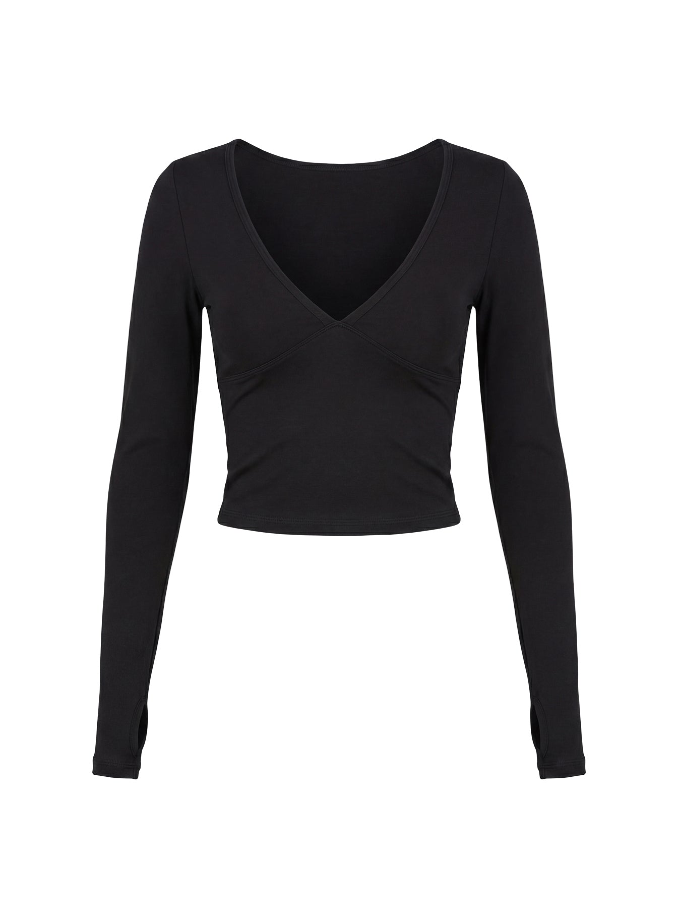 New Horizons Long Sleeve V Neck Top Black